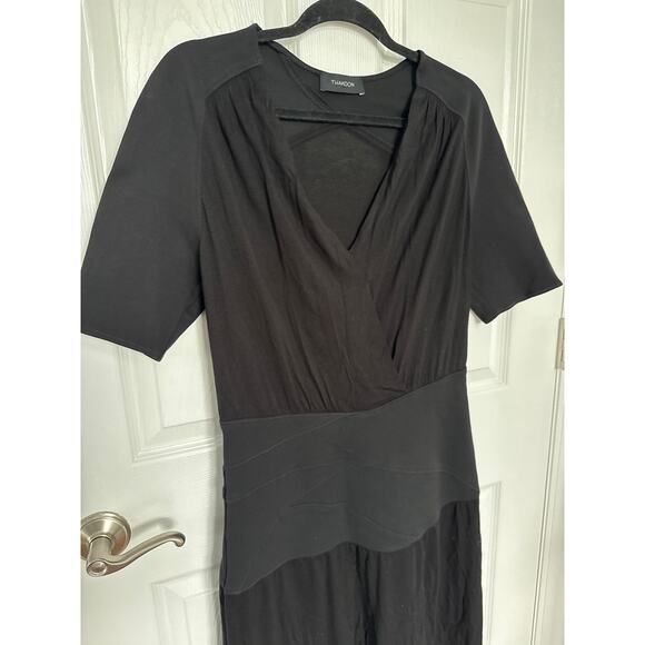 THAKOON black bandage short sleeved midi V neck dress 10 - Picture 9 of 16